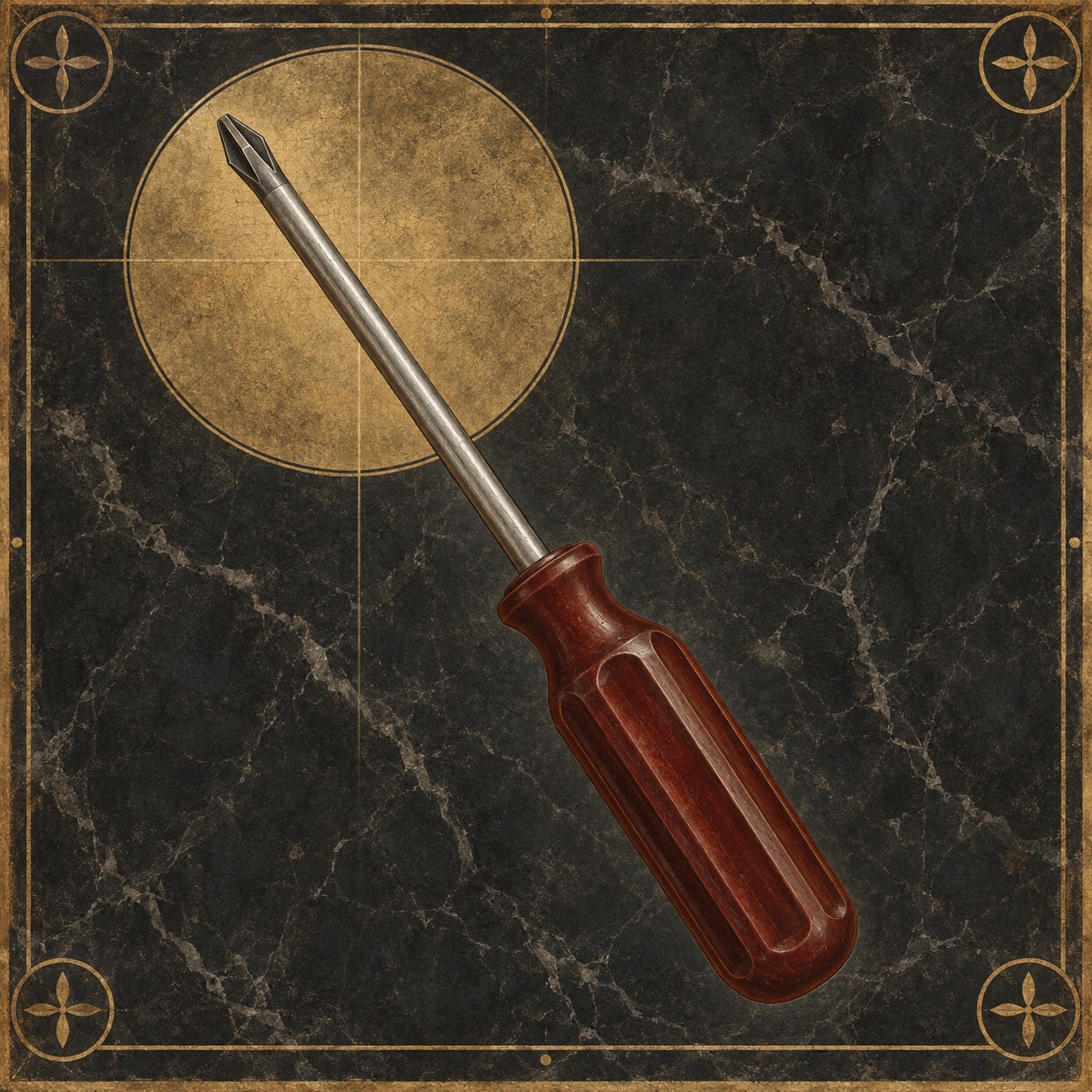 Antiquity-style editorial interpretation of a plain Phillips screwdriver