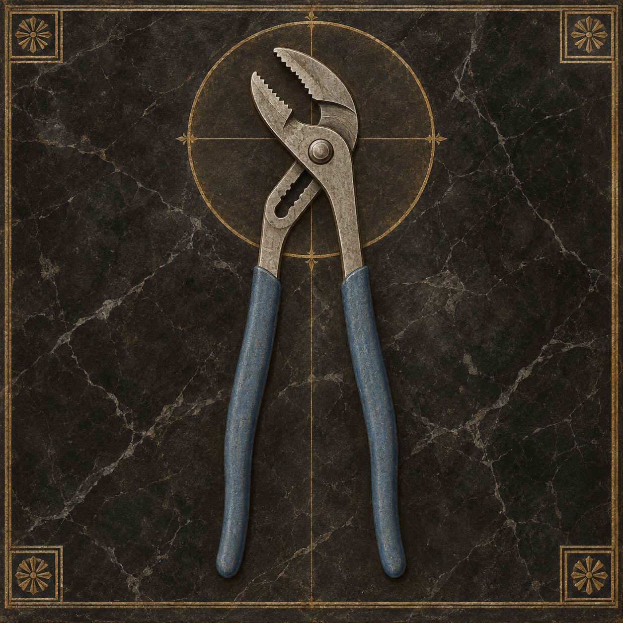 Antiquity-style editorial interpretation of tongue-and-groove pliers